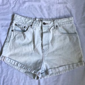 Light wash high waisted jean shorts